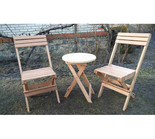 Набір дерев'яної розкладної меблів (стіл +2 стільці)