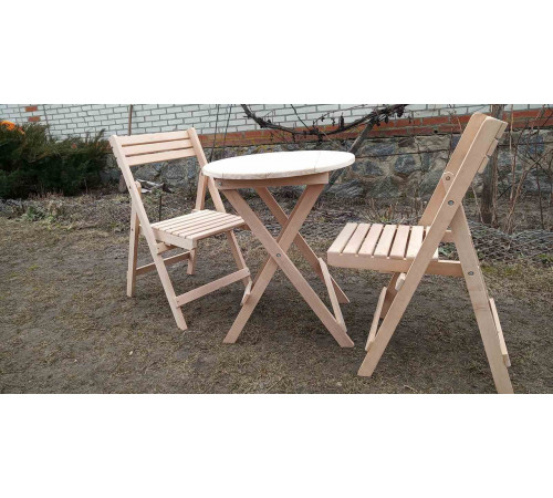 Набір дерев'яної розкладної меблів (стіл +2 стільці)