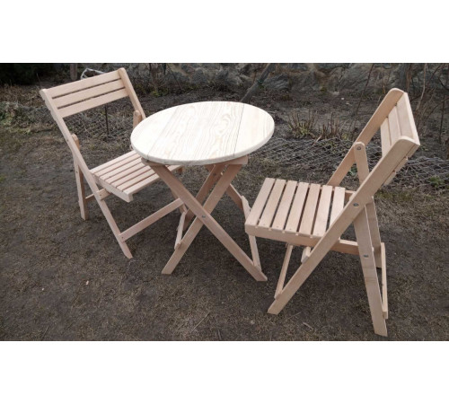 Набір дерев'яної розкладної меблів (стіл +2 стільці)