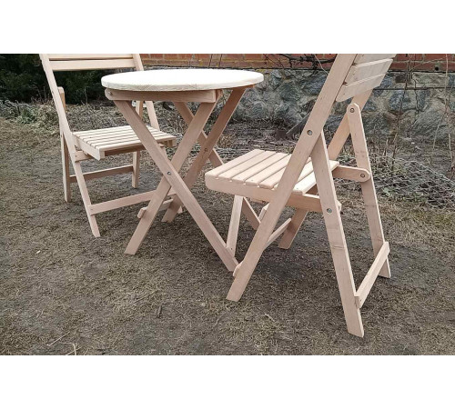 Набір дерев'яної розкладної меблів (стіл +2 стільці)