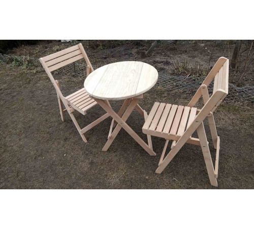 Набір дерев'яної розкладної меблів (стіл +2 стільці)