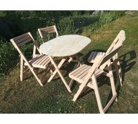 Handmade wooden furniture set (table + 4 chairs), 100 x 60 cm