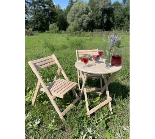 Набір дерев'яної розкладної меблів (стіл +2 стільці)