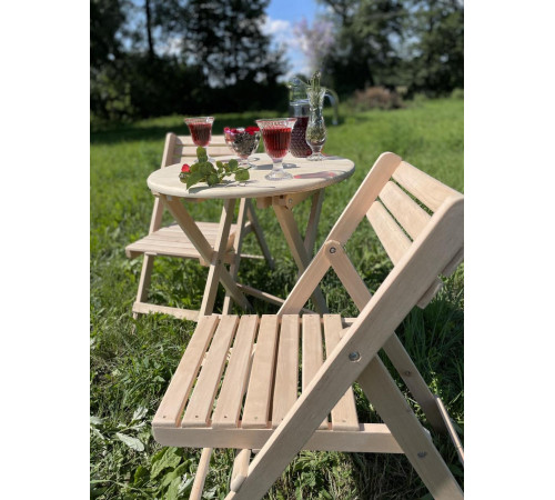 Набір дерев'яної розкладної меблів (стіл +2 стільці)