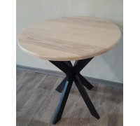 Stół okrągły 70 cm drewno naturalne podstawa drewniana czarna