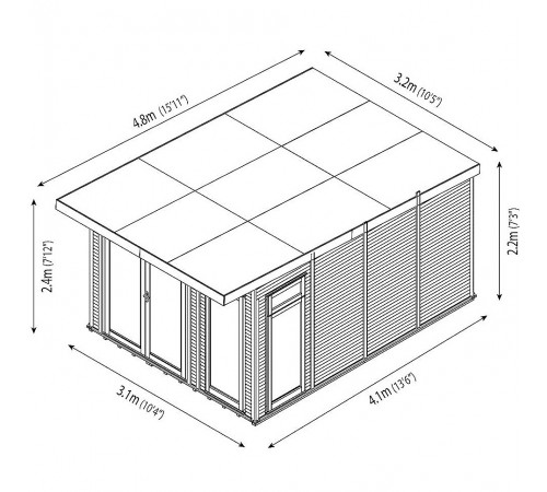 Дачная беседка из дерева 3,1х4,1 закрыта от производителя Wood Gazebo 013.