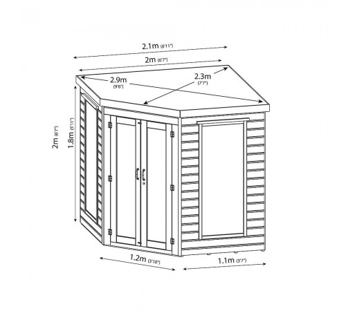 Беседка из дерева угловая 2х2 недорого от производителя Wood Gazebo 006.