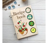 Книга для записи кулинарных рецептов в деревянной обложке