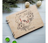 Stilvolles Designer-Hochzeitsalbum im Holzeinband.