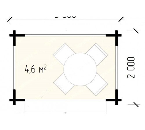 Беседка 3х2 деревянная из профилированного бруса открыта.