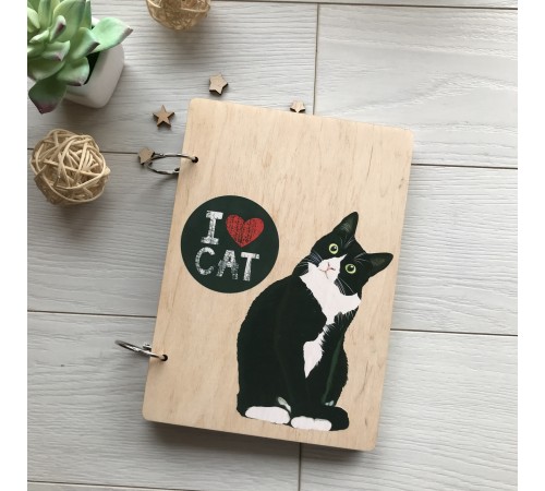 Оригинальный деревянный блокнот "I love cat" Оригинальный деревянный блокнот "I love cat"