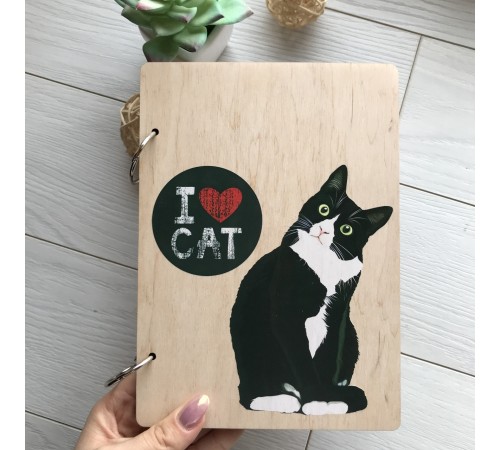 Оригинальный деревянный блокнот "I love cat" Оригинальный деревянный блокнот "I love cat"
