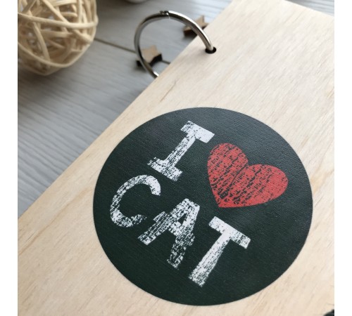 Оригинальный деревянный блокнот "I love cat" Оригинальный деревянный блокнот "I love cat"
