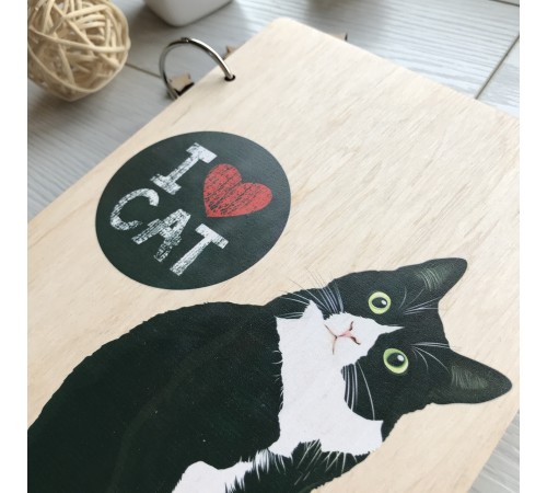 Оригинальный деревянный блокнот "I love cat" Оригинальный деревянный блокнот "I love cat"