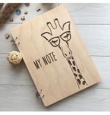 Блокнот в стильной деревянной обложке My note