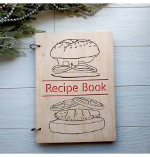 Деревянная записная книга для кулинарных рецептов