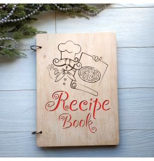 Записная книга для рецептов в деревянной обложке
