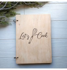 Кулинарная книга в деревянной обложке «Let's cook»