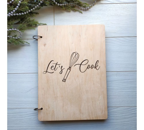 Кулинарная книга в деревянной обложке «Let's cook» Кулинарная книга в деревянной обложке «Let's cook»