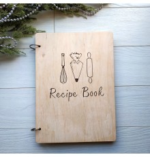 Кулинарная деревянная книга для записи рецептов