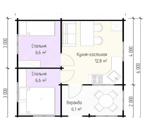 Модульный садовый домик 6,0x6,0м Gartenhäuser-19 Модульный садовый домик 6,0x6,0м Gartenhäuser-19