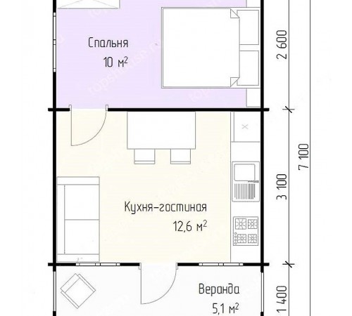 Модульный садовый домик 4,4x7,1м Gartenhäuser-37