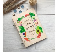 Деревянная книга для записи рецептов в цветной обложке