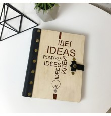 Деревянный блокнот с элементами натуральной кожи.