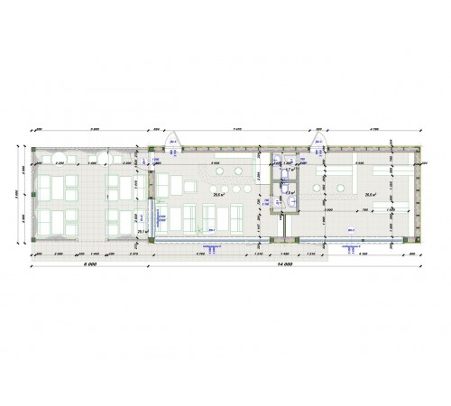 Кафе из профилированного бруса 20,0х5,0 м общей площадью 100,0 м2.
