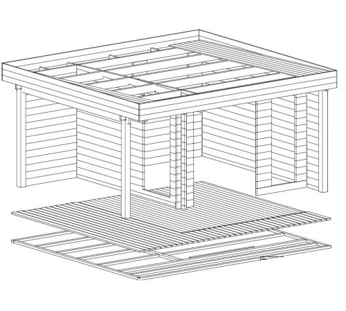 Беседка из термомодифицированного бруса 19 м2 от производителя Thermo Outdoor Gazebo 002.