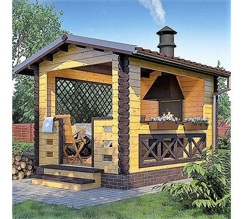 Беседка из термомодифицированного бруса 15 м2 от производителя Thermo Outdoor Gazebo 012.