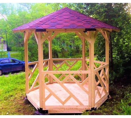 Беседка из термомодифицированного бруса 15 м2 от производителя Thermo Outdoor Gazebo 012.