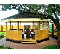 Thermo Outdoor Gazebo 014, ein 36 m2 großer Pavillon aus thermisch behandeltem Holz.