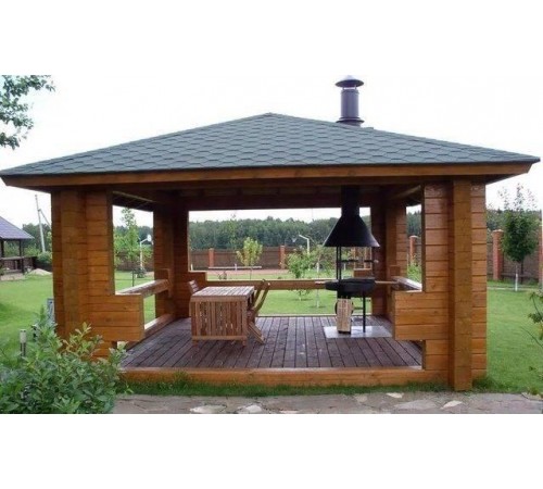 Беседка из термомодифицированного бруса 25 м2 от производителя Thermo Outdoor Gazebo 016