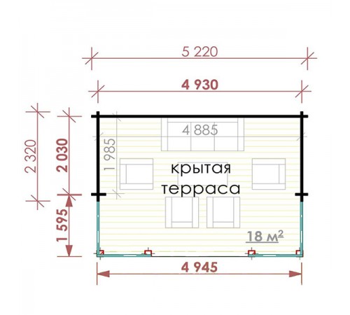 Беседка из термомодифицированного бруса 18 м2 от производителя Thermo Outdoor Gazebo 049