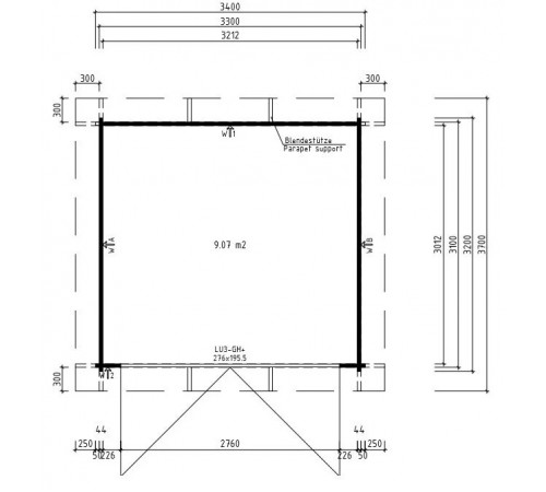 Беседка из термомомомодифицированного бруса 11 м2 от производителя Thermo Outdoor Gazebo 072