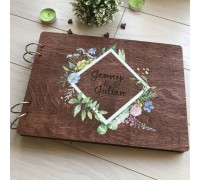 Drewniany album ślubny na zdjęcia z kolorowym nadrukiem