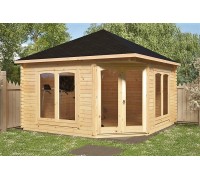 Thermo Outdoor Gazebo 082, ein 16 m2 großer thermomodifizierter Holzpavillon vom Hersteller.