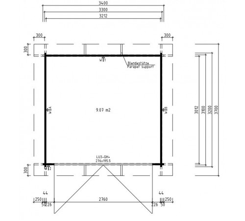 Беседка из термомодифицированного бруса 9 м2 от производителя Thermo Outdoor Gazebo 083.