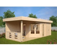 Thermo Outdoor Gazebo 087, altana o powierzchni 21 m2 wykonana z drewna modyfikowanego termicznie.