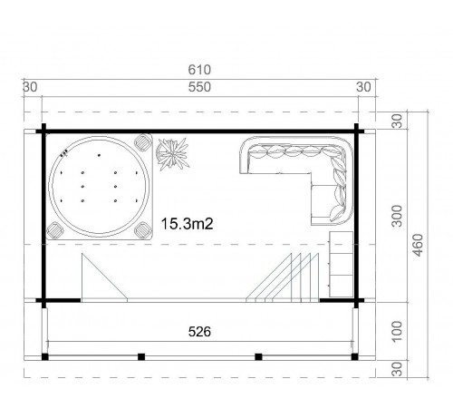 Беседка из термомомомодифицированного бруса 28 м2 от производителя Thermo Outdoor Gazebo 101