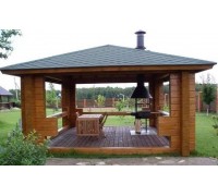 Thermo Outdoor Gazebo 016, a 25 m2 gazebo made from thermally modified timber.