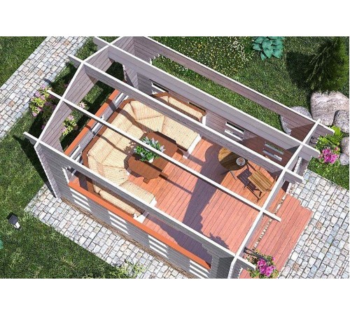 Альтанка із термомодифікованого бруса 12 м2 від виробника Thermo Outdoor Gazebo 124