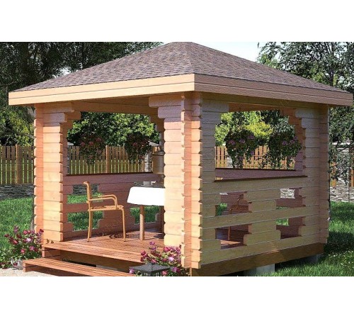 Беседка из термомодифицированного бруса 9 м2 от производителя Thermo Outdoor Gazebo 126