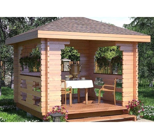 Беседка из термомодифицированного бруса 9 м2 от производителя Thermo Outdoor Gazebo 126