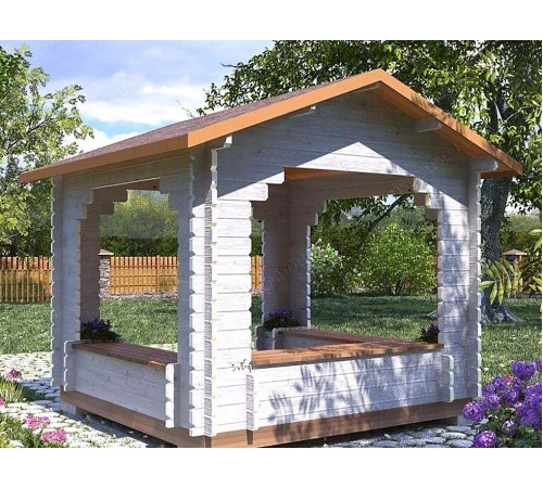 Беседка из термомодифицированного бруса 9 м2 от производителя Thermo Outdoor Gazebo 129.