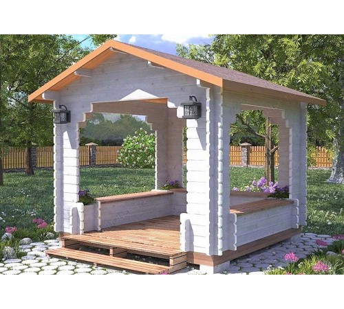 Беседка из термомодифицированного бруса 9 м2 от производителя Thermo Outdoor Gazebo 129.