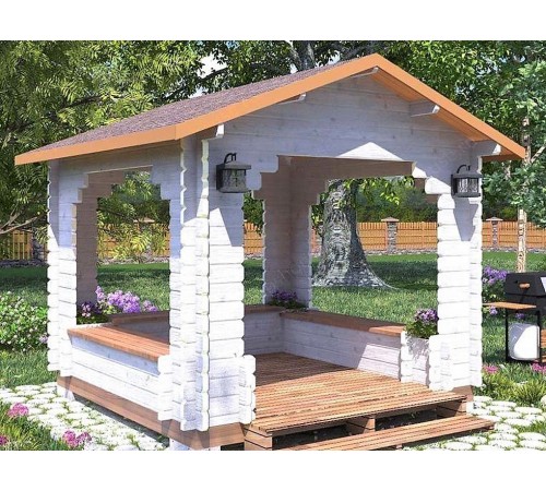 Беседка из термомодифицированного бруса 9 м2 от производителя Thermo Outdoor Gazebo 129.