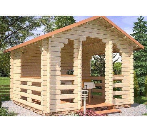 Беседка из термомодифицированного бруса 12,25 м2 от производителя Thermo Outdoor Gazebo 131.