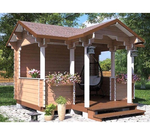 Беседка из термомодифицированного бруса 12,8 м2 от производителя Thermo Outdoor Gazebo 132.